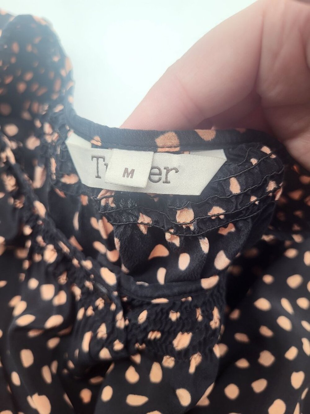 Tucker Classic Dress in Silk Crepe de Chine Ebony Dot Black SZ M - Picture 4 of 8